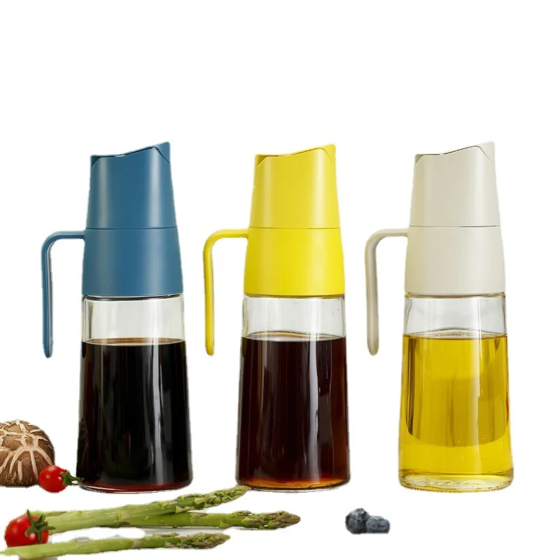 

600ml automatic opening and closing oil bottle soy sauce vinegar seasoning glass leak proof glass oil pot oil tank