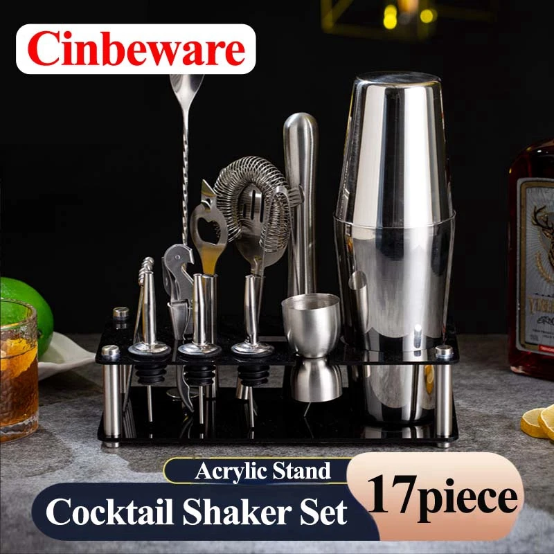 17pcs Cocktail Boston Shaker Set Bartender Kit Coctail Shaker Set for  Drinks Bartender Accessories Full Professional Barman Kit