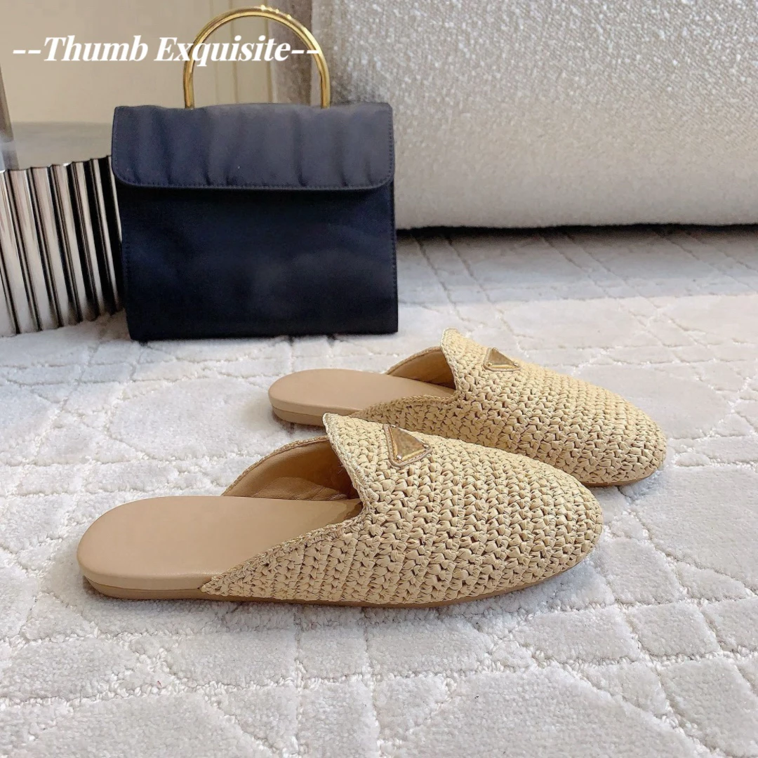2024 Summer Hand-woven Slippers Top Quality Mules New Simple Versatile Comfortable Breathable Women's Slippers