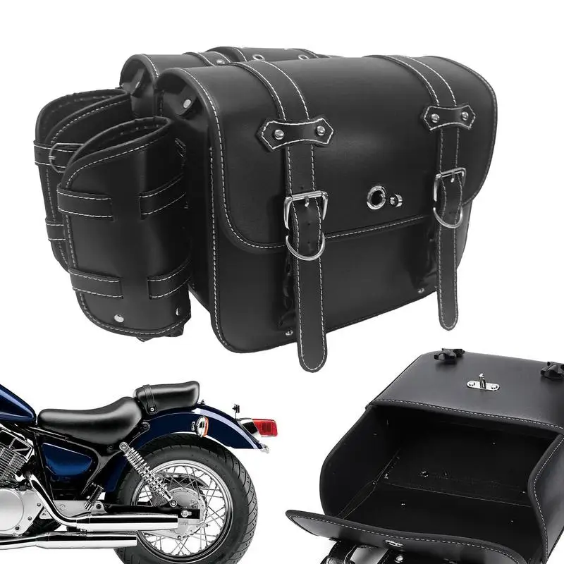 

Motorcycle Saddlebags Waterproof PU Leather Bags For Motorcycles Large Capacity Motorcycle Luggage Bag Universal Motorcycle