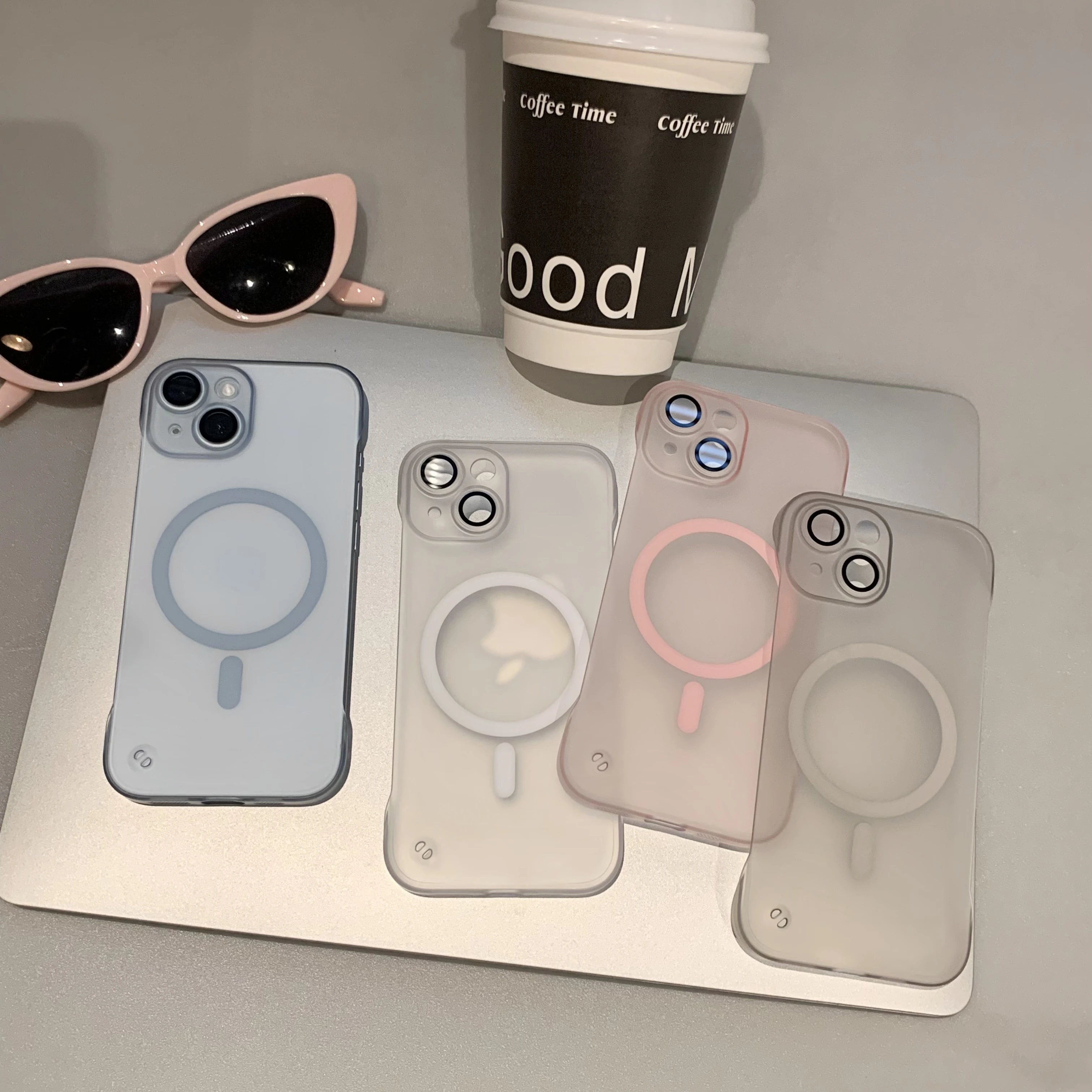 Ultra Thin Frameless Magnetic Matte Case with Lens Protection and Wireless Charging Compatibility