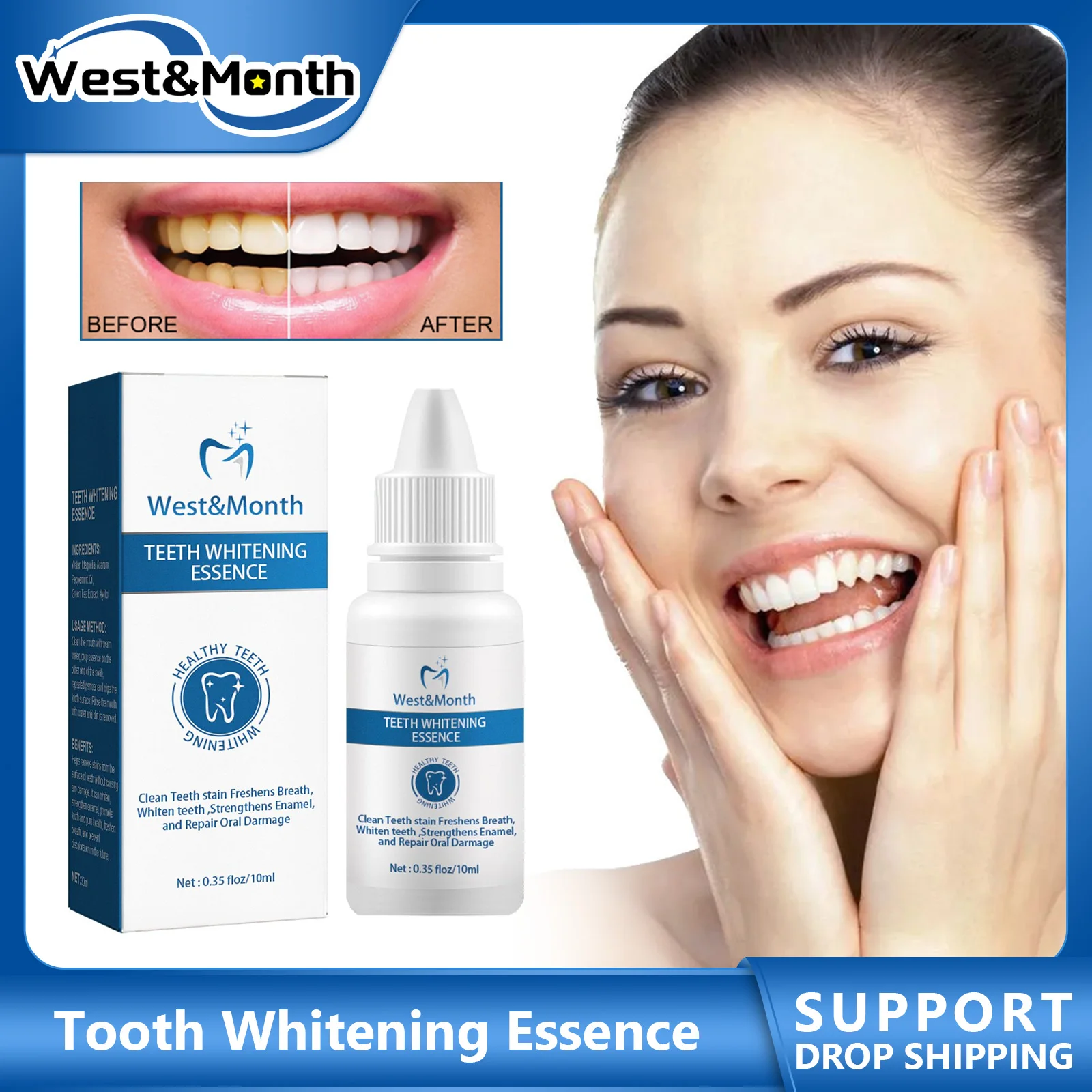 

Tooth Whitening Essence Plaque Removal Eliminate Yellow Dental Smoke Tea Stains Refresh Bad Breath Teeth Colour Corrector Serum