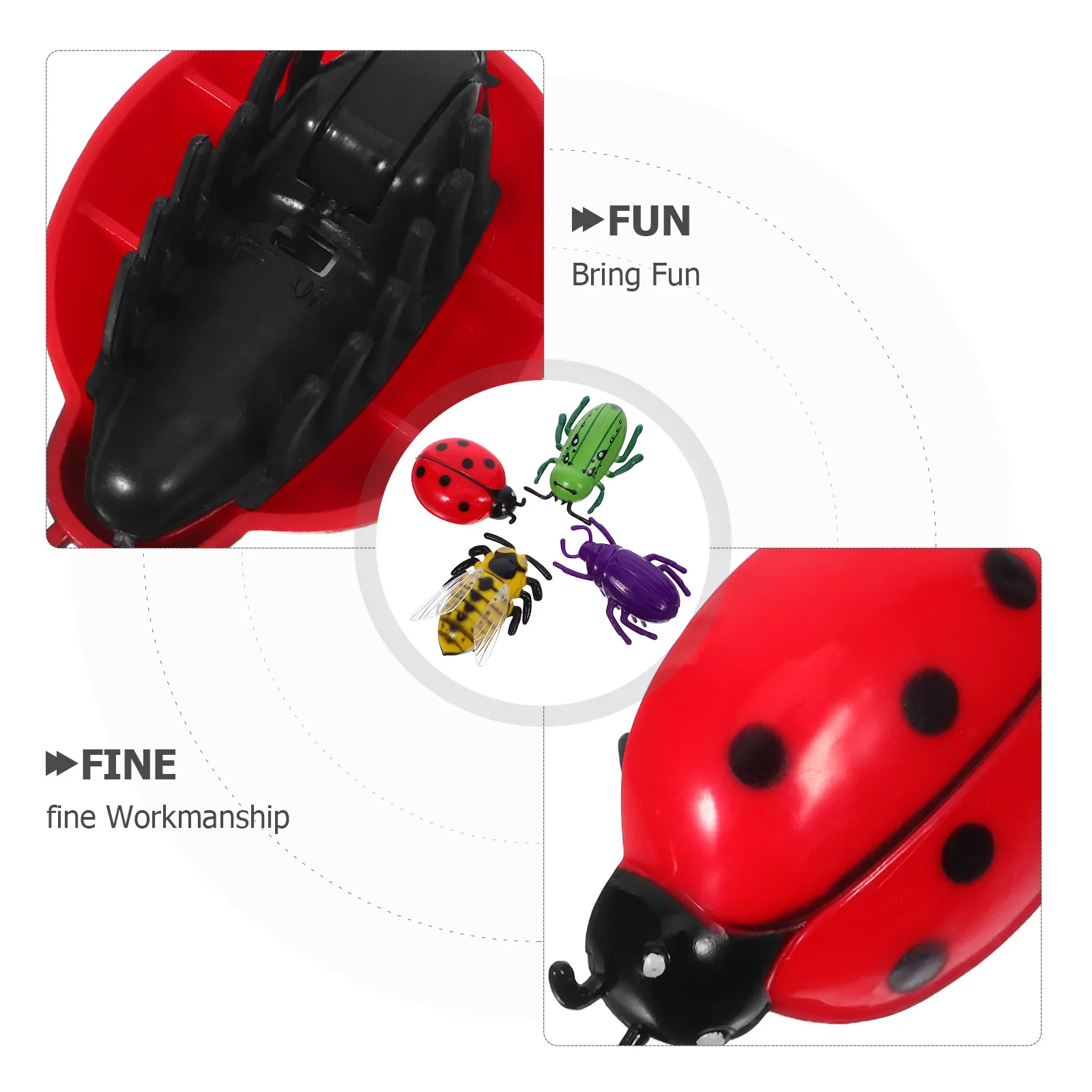 4개입 전동 움직이는 벌레 모양 고양이 장난감, 인터랙티브 미니 움직이는 애완동물 버튼 배터리 장난감 고양이 티저 장난감