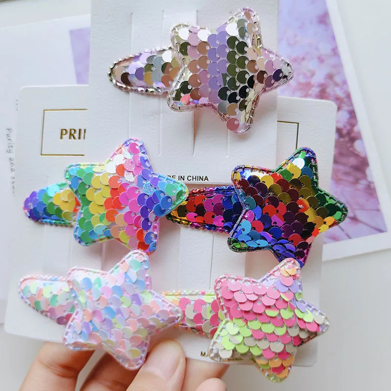 

1PCS Lovely Princess Colorful Sequin Pentagram Girls Hairpins Children Headwear Hairgrip Hair Clips Barrettes Hair Accessories