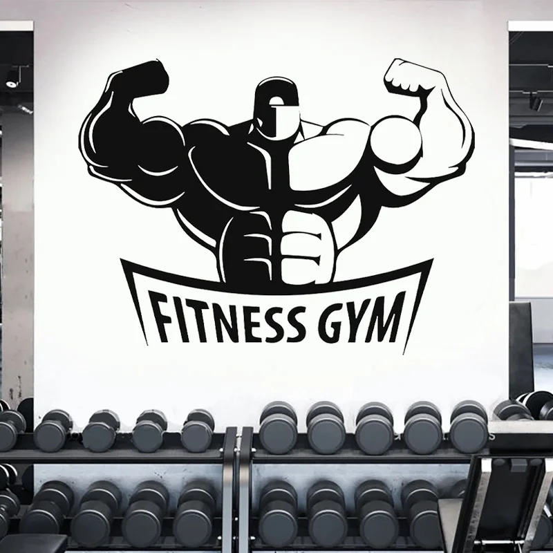 

Bodybuilder Gym Sign Fitness Club Coach Sport Muscles Wall Sticker Vinyl Home Decor Decals Interior Art Mural Wallpaper S009