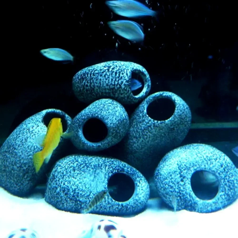 1PC Ceramic Cichlid Stone Cave Aquarium Fish Tank Pond Decoration Shrimp Breeding Ornament