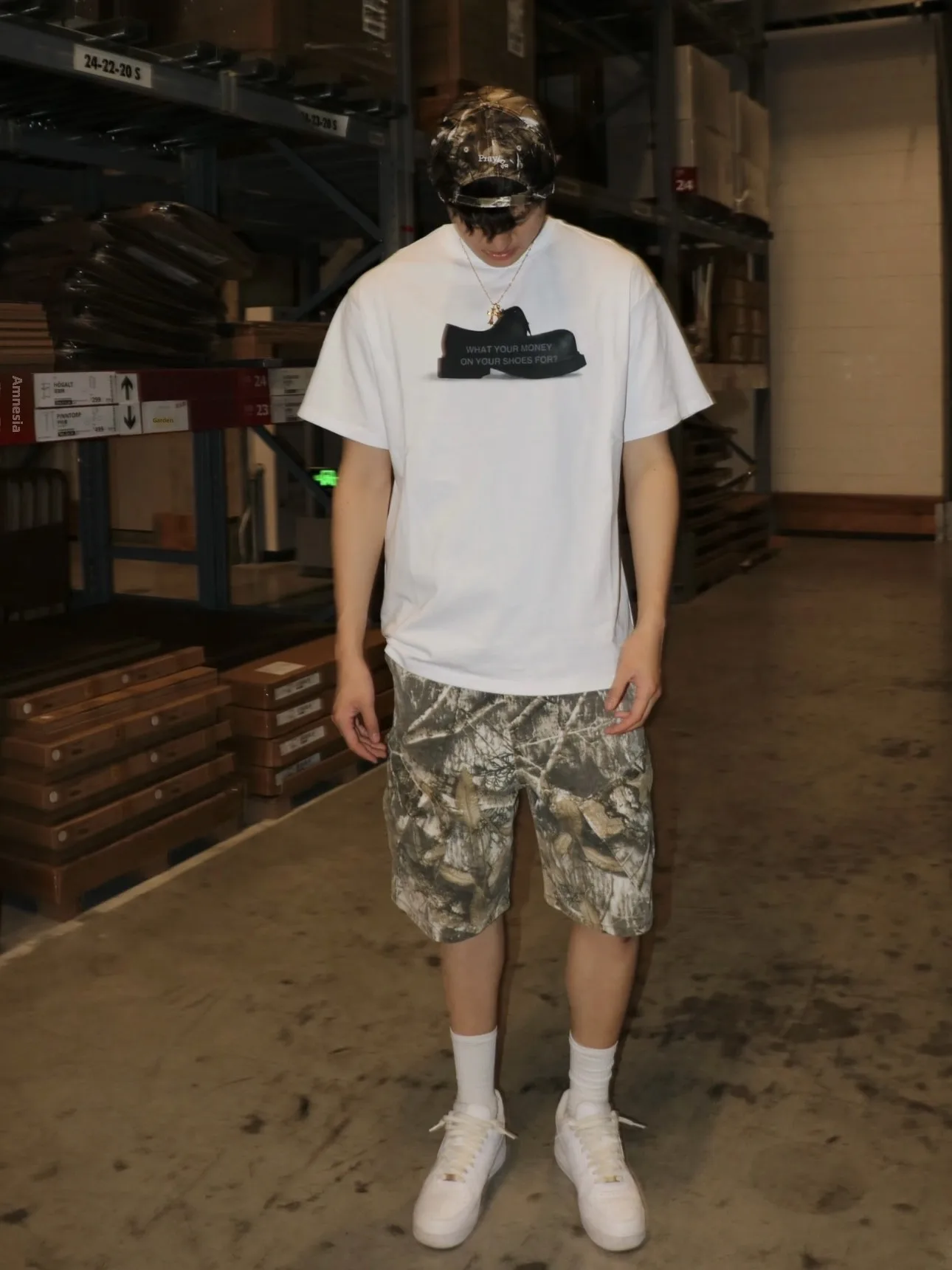 Retro American Sle Camouflage Branching Workwear orts Men's Summer Loose Above-Knee Trendy Straight Leg Casual Pants