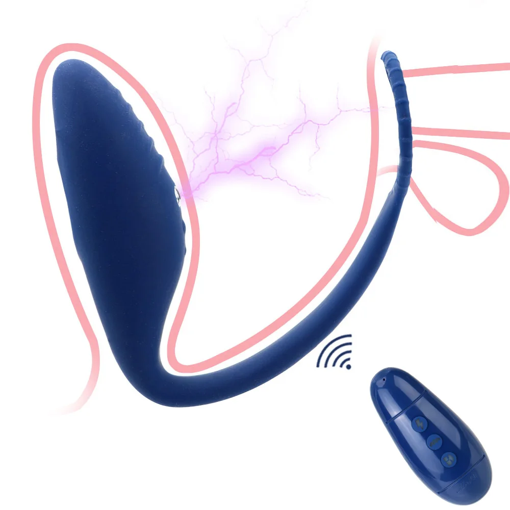 Anello del pene Plug anale vibratore telecomando senza fili Shock elettrico massaggiatore della prostata vibratore giocattoli del sesso per maschio 10 frequenza