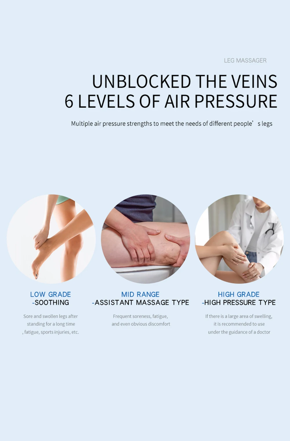 Presszoterápiás lábmasszírozó 2000mah újratölthető akkumulátorral, vádli- és combmasszírozó légzsákkal, izomlazító fájdalomra_voghion.com