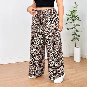 Nuovi pantaloni larghi casual con stampa leopardata da donna europei e americani autunnali e invernali con stampa leopardata 1
