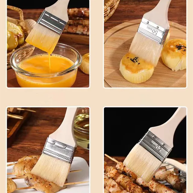 Set Di 5 Pennelli Da Cucina In Legno - Per Barbecue, Pasticceria E Marinature - Foto 1