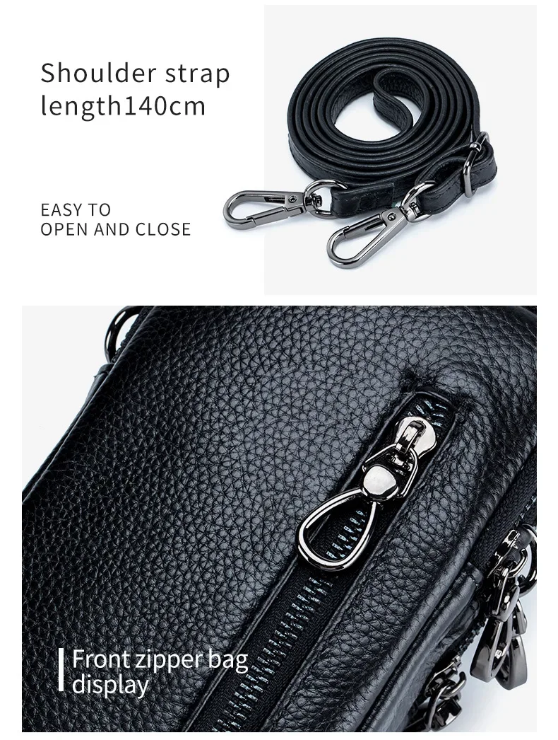 Lightweight Crossbody Messenger Bag, Women's Cow Leather Small Shoulder Purse, Multi Compartment Pocket, Vertical Phone Bag 6