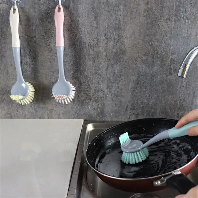 

Long-handled Cleaning Brush Pot Brush Sink Dish Bowl Cleaning Brush Double-headed Function Stain Removal Kitchen Cleaning Tools