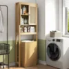 Rattan Over The Toilet Storage Cabinet, Adjustable Shelf, Behind Toilet Cabinet,Bathroom, Laundry, Wood Rack, Natural 4