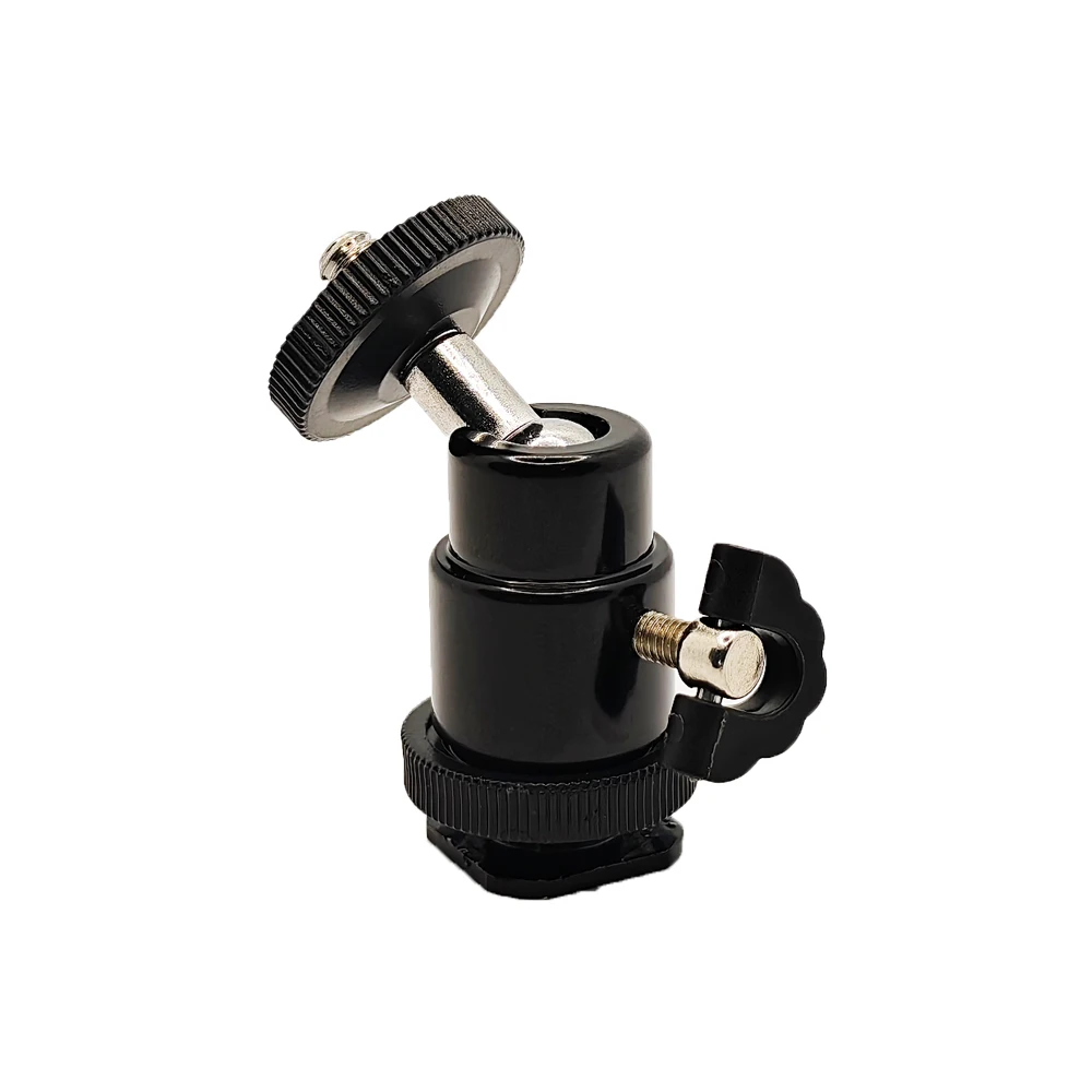 1/4" Aluminum Tripod Hot Shoe Mount Metal Flash Bracket With Phone Clip Holder for GoPro Action Camera Smartphone DSLR Cameras