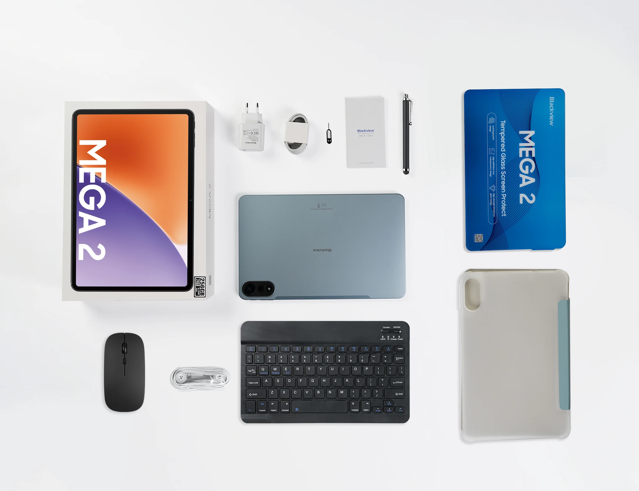 Blackview MEGA 2 Tablet PC SET, 12" 2.5K Display, Android 15 8GB +256GB, 9000mAh, With Bluetooth Keyboard, Mouse, Stylus