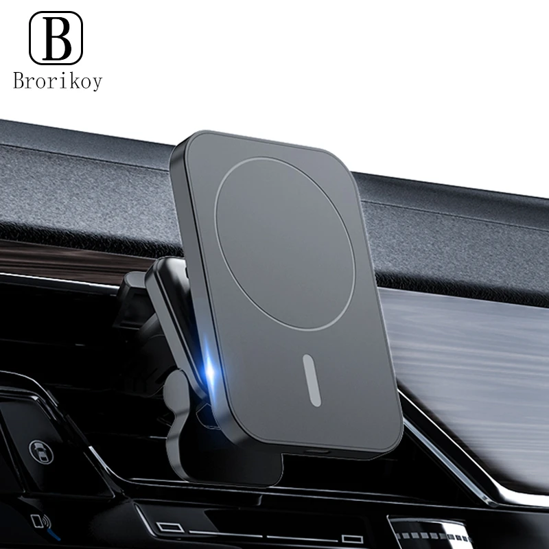 15W Fast Qi Magnetic Wireless Charger Car Air Vent Phone Holder Mount Compatible Magnet Safe Case for iPhone 12 13 Pro Mini Max magsafe charger iphone 12