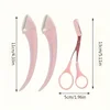 3-piece, eyebrow beauty kit precision safety razor, crescent clipper and micro-blade molding tools-fragrance-free 4