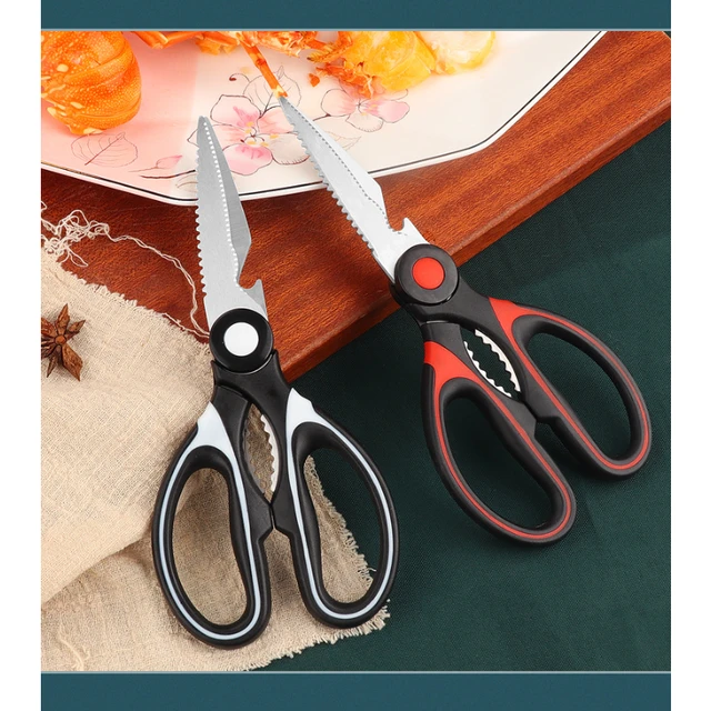 New Multifunctional Kitchen Scissors Plastic Handle Stainless Steel Scissors  Kitchen Meat Cutting Scissors Chicken Bone Scissors - AliExpress