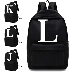 Canvas Women Backpack New Unisex School Bag White Letter Pattern Printed Large Capacity Laptop Bag Portable Travel Sports Bag