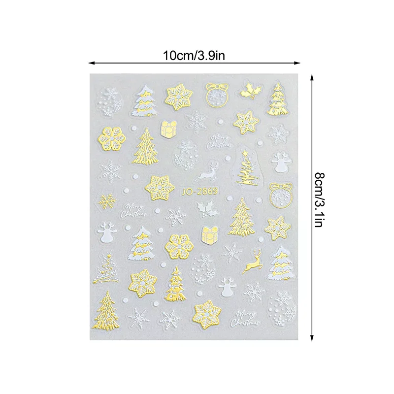 1Sheet 3D Sparkle Snowflake Nail Stickers - Self-Adhesive Colorful Christmas Tree Winter Decals, DIY Manicure Sliders for Salon