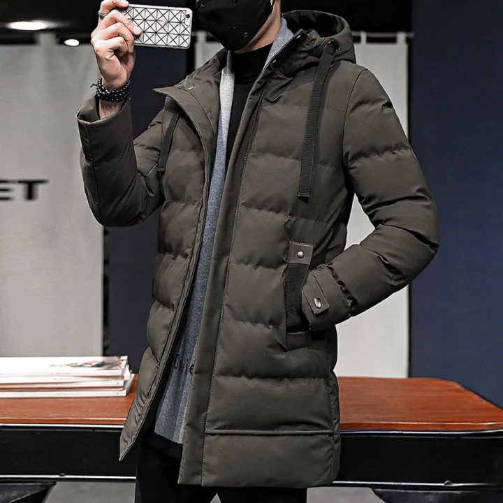 2021 Brand Clothing Men Winter Parka Long Section Casual New Warm Thicken Jacket Outwear Windproof Coat Hooded Jacket Long Men