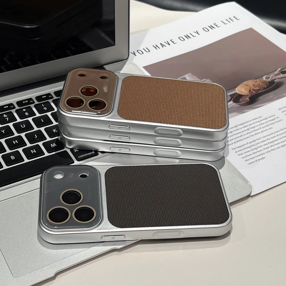 Sleek Punctate Texture Large Window Phone Case with Frosted Crystal Silvery Bumper and Non-Slip Grip
