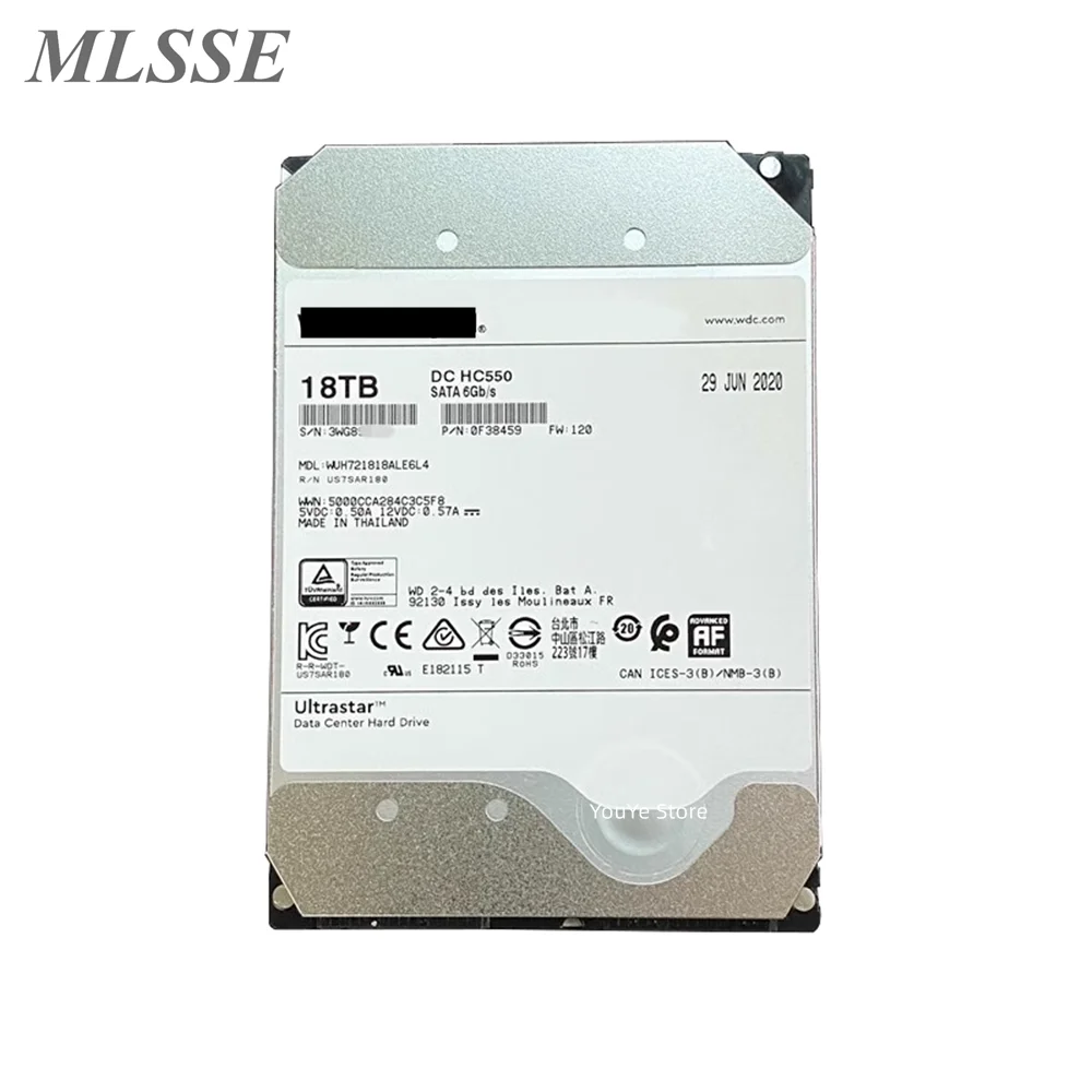 Western Digital 18TB HDD DC HC550 WUH に使用 721818 ALE6L4 SATA