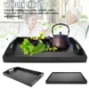 Wooden Pallet Serving Tray Large Black Wood Rectangle Food Tray Breakfast with Handles Kitchen Storage Tea Tray 1