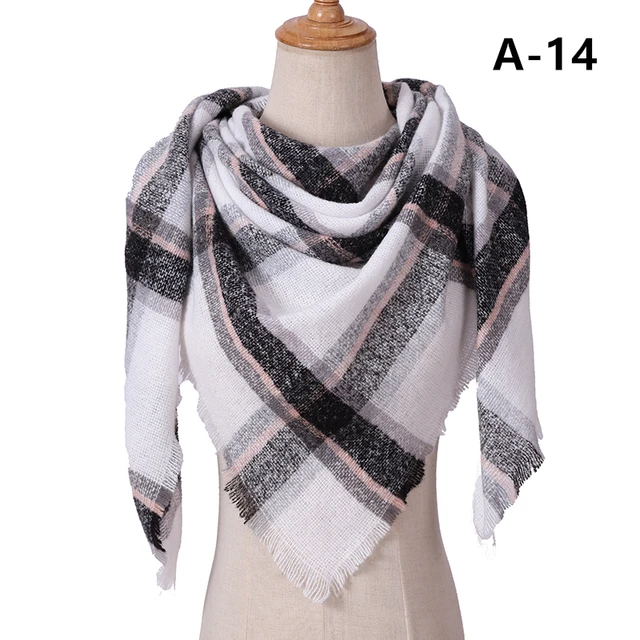 2021 new Cashmere Scarf For Women Plaid Knitted Triangle Pashmina Winter Warm Shawl Wraps Bufanda Female Soft Neck Echarpe UA-14
