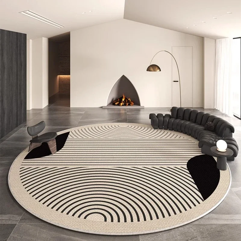 Carpet for Living Room Modern Simple Soft Coffee Table Rug Circular Line Pattern Plush Fluffy Bedroom Bedside Mat Alfombra 담요 4