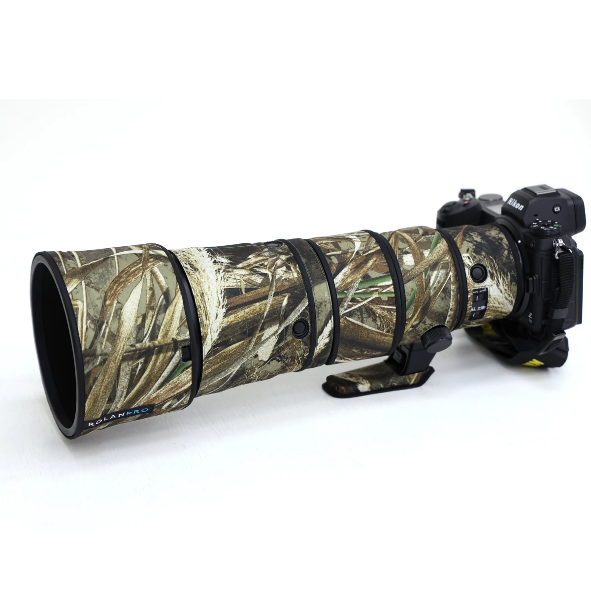 ROLANPRO Objektivmantel für Nikon Z 600 mm F6.3 VR S wasserdichte Schutzhülle Camouflage Regenschutz NIKKOR Z600 f/6.3 Guns Sleeve – Detail 1