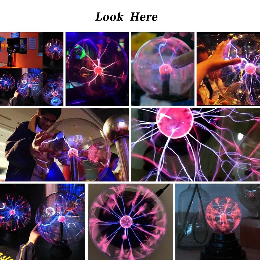 3 Inch Novelty Glass Magic Plasma Ball Lamp 220V Touch Sensitive Atmosphere Night Light Kids Birthday Christmas Gift Lighting