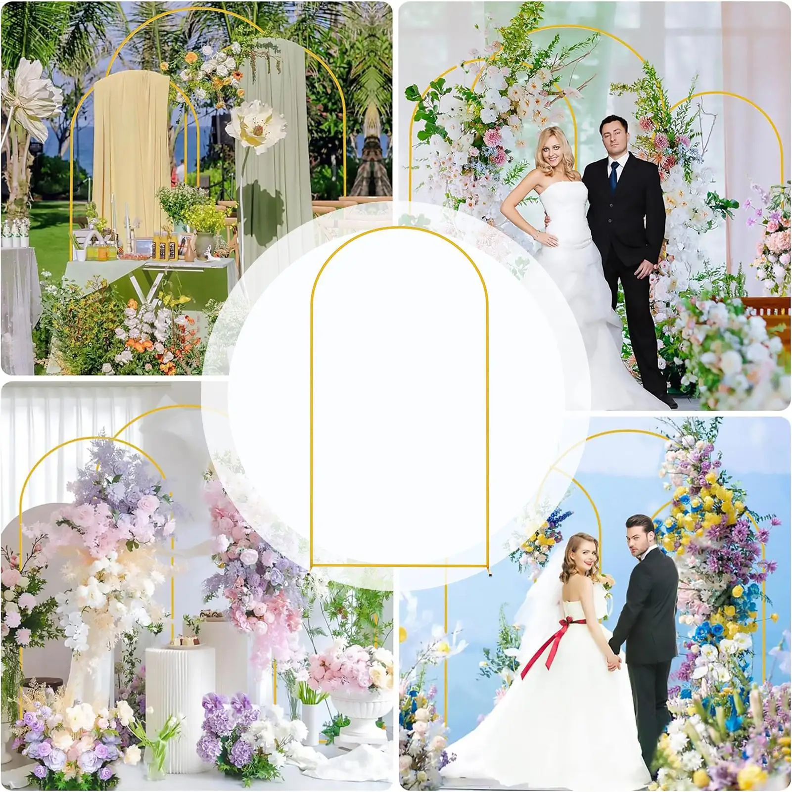 Gold Bogen Hintergrund Hochzeit Metall Ballon Bogen Rahmen Tragbare Gewölbte Tür Rahmen Dekorative Tür Rahmen Hintergrund Stehen Für Blumen – Detail 4