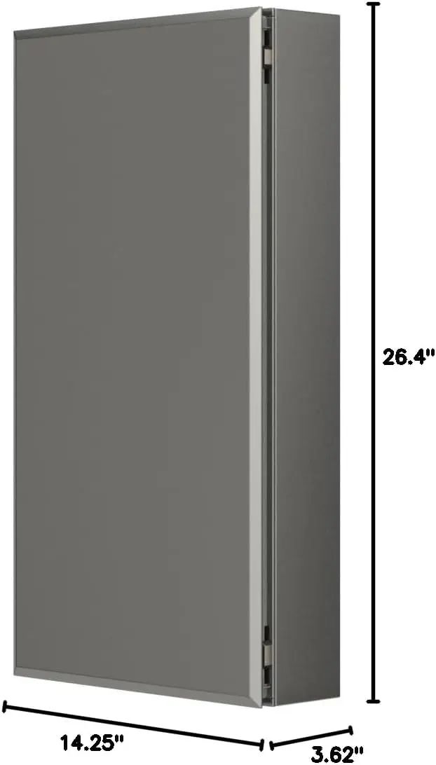 CB-CLC1526FS Frameless Bathroom Mirror Medicine Cabinet, Single Door, Rectangular Beveled Edge Frame, Bathroom Cabinet Mirror, A