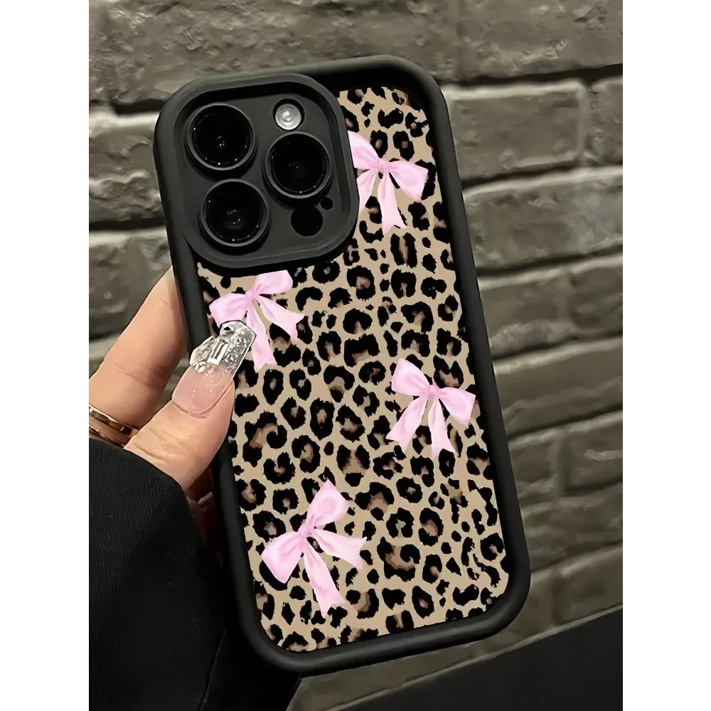 Leopard Print Bow case for iphone 17Pro Max Plus AIR Series Waterproof Shockproof Anti-Fall Scratch Resistant