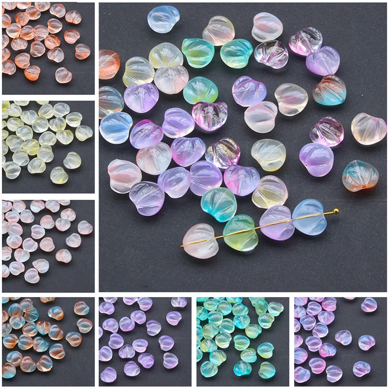 10pcs Colorful Peach Heart Shape 10x12mm Handmade Lampwork Glass Loose Beads For Jewelry Making DIY Crafts Findings