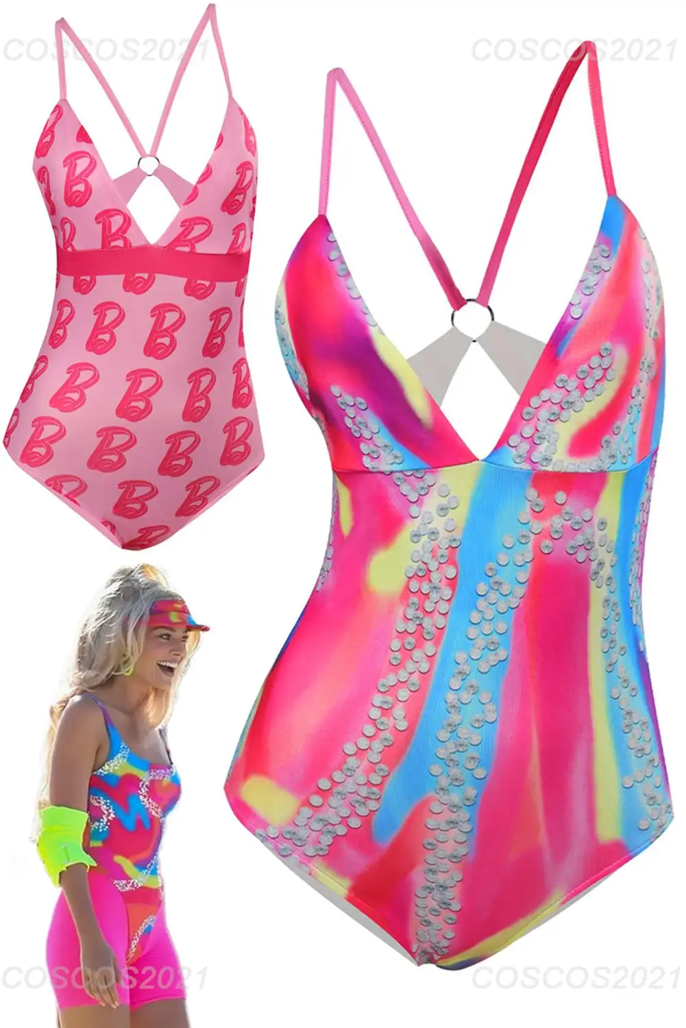 

Margot Cosplay Sexy Swimsuit Summer Women Costume 2023 Movie Barbei Fancy Dress Swimwear Bikini Female Beach Waves Party Clothes