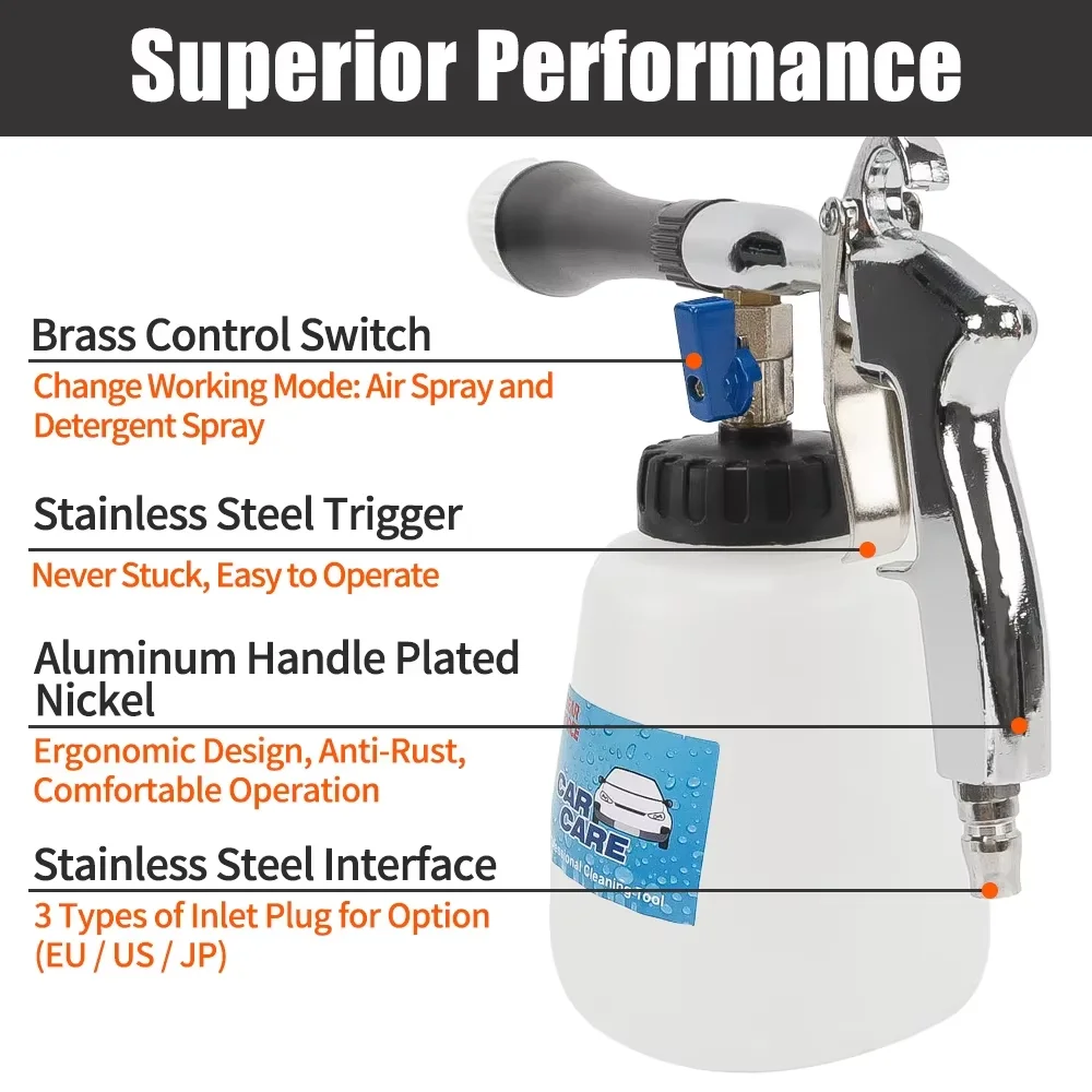 토네이도 공압 에어 폼 건 고압 세차 내부 딥 클리닝 건 에스푸마 도구 (토네이도 디테일링 도구용)