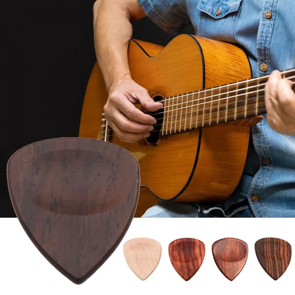 1 Pc 3.2*2.7cm Wooden Guitar Pick Portable Handcrafted Guitar Plectrum Gift For Friend Acoustic Electric Bass Pick Accessories