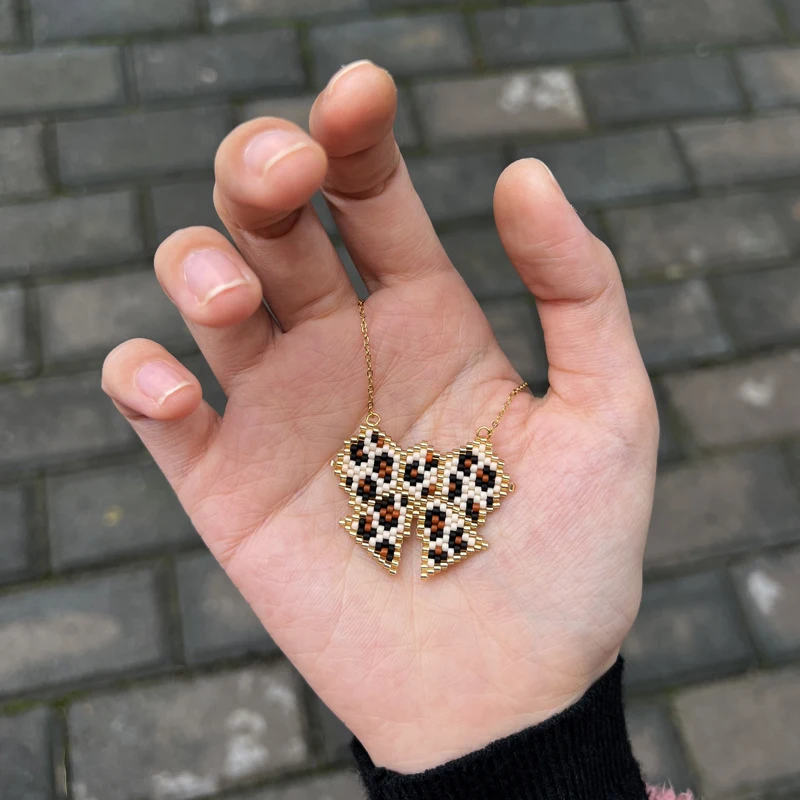 

Fairywoo Animal Print Necklace Jewelry Bowknot Stainless Steel Necklaces Miyuki Beaded Pearl Collares Goth Indian Jewellery