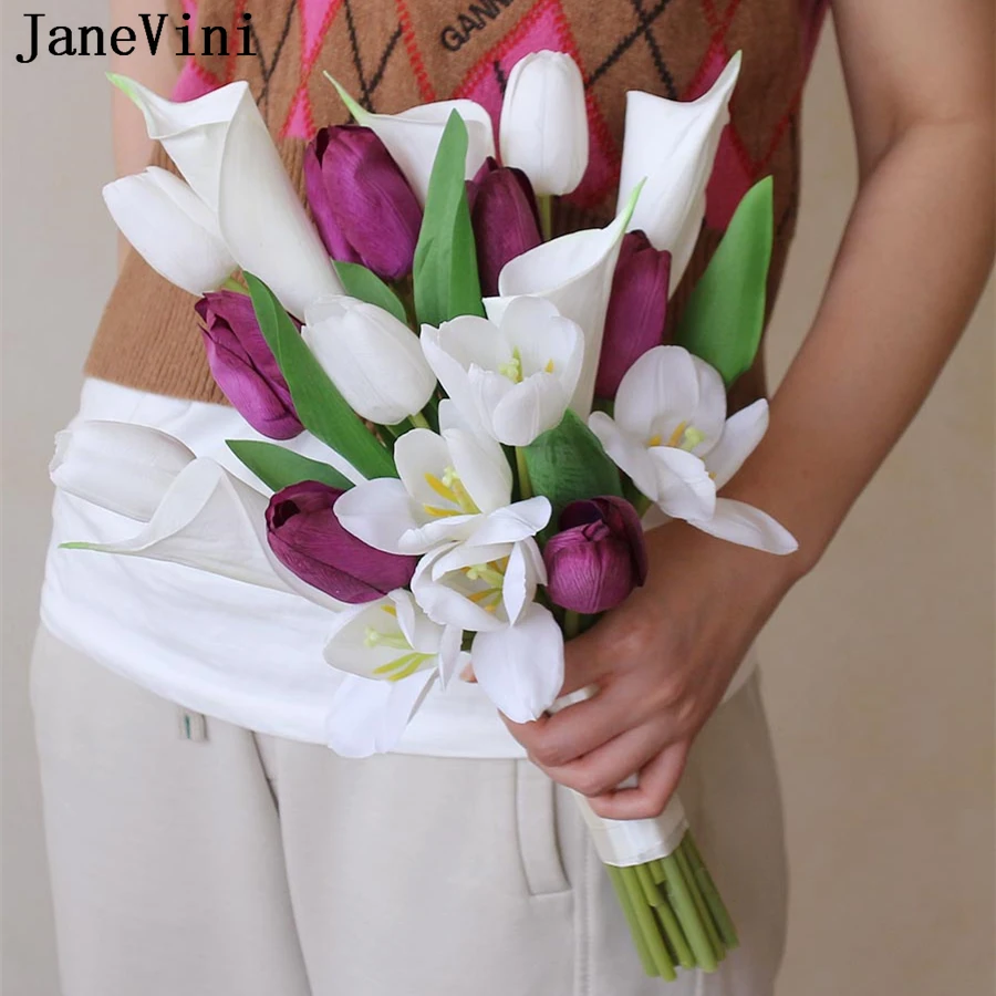 Janevini White Tulip Wedding Flowers Bridal Bouquets For Wedding