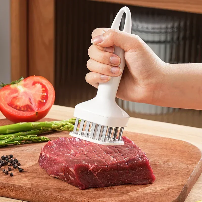 Meat Tenderizer Stainless Steel Meat Looser 24 Needle Automatic Spring Hammer Rib Breaking Perforator Kitchen Gadgets meat tenderizer meat hammer