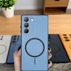 Magnetic Hard Silicone Protective Back Cover - Color Options Available for Vivo V30 SE (XCK blue)