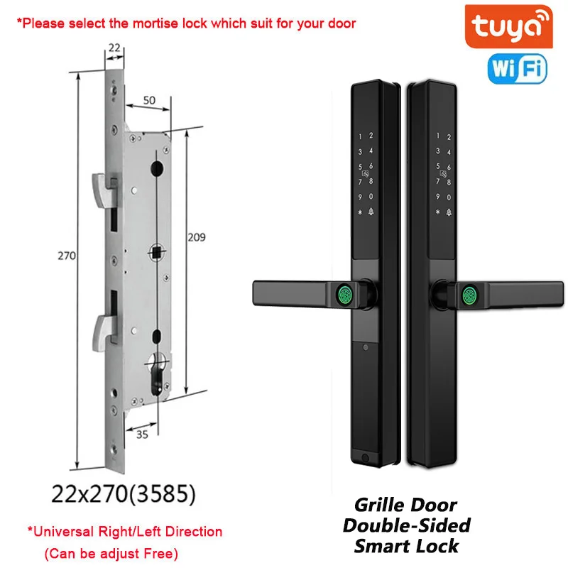 قفل باب ذكي بصمة تويا مقاوم للماء