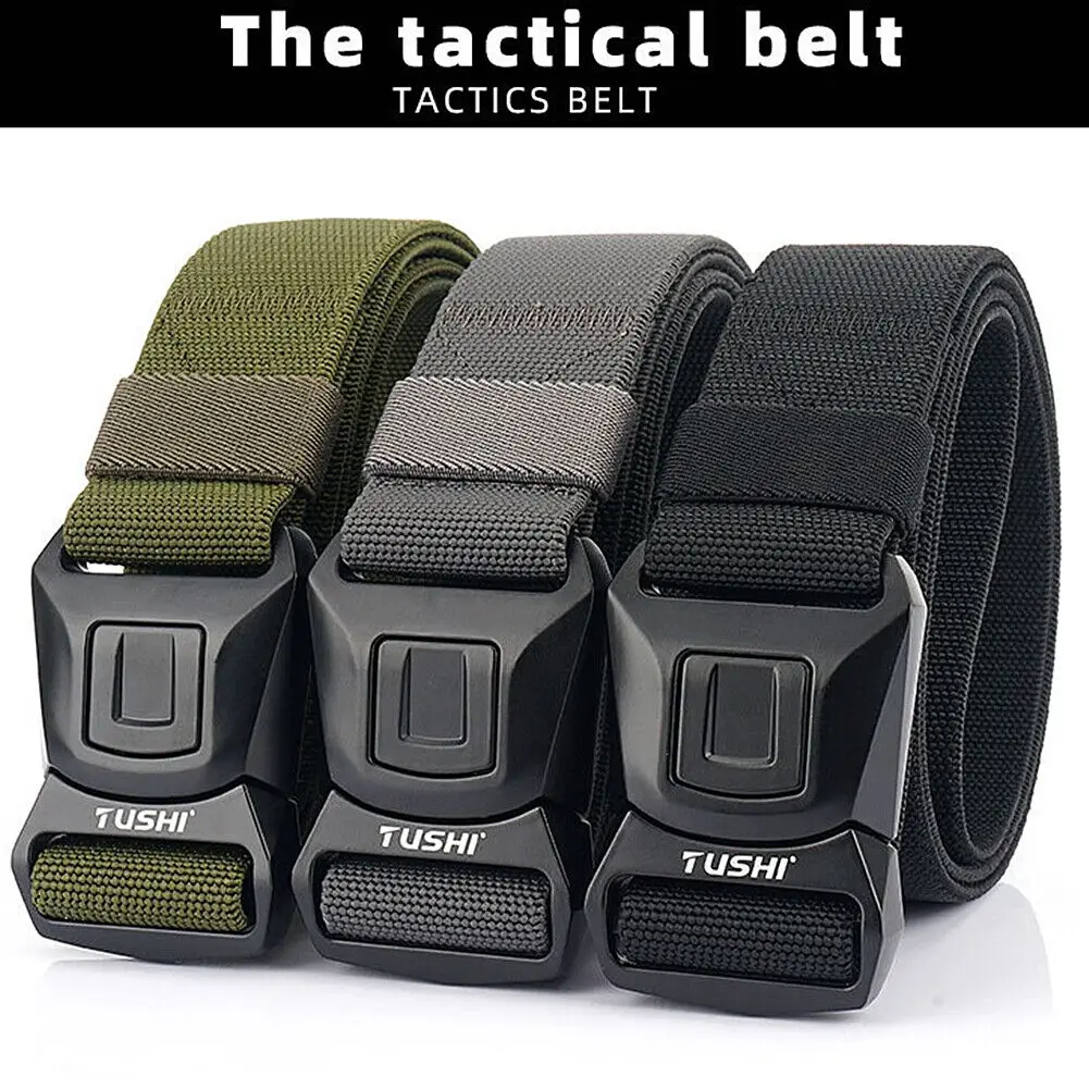 

125CM Nylon Military Tactical Belt Quick Release Buckle Outdoor Hunting CS Combat Multifunctional Canvas Waistband for Men Jeans