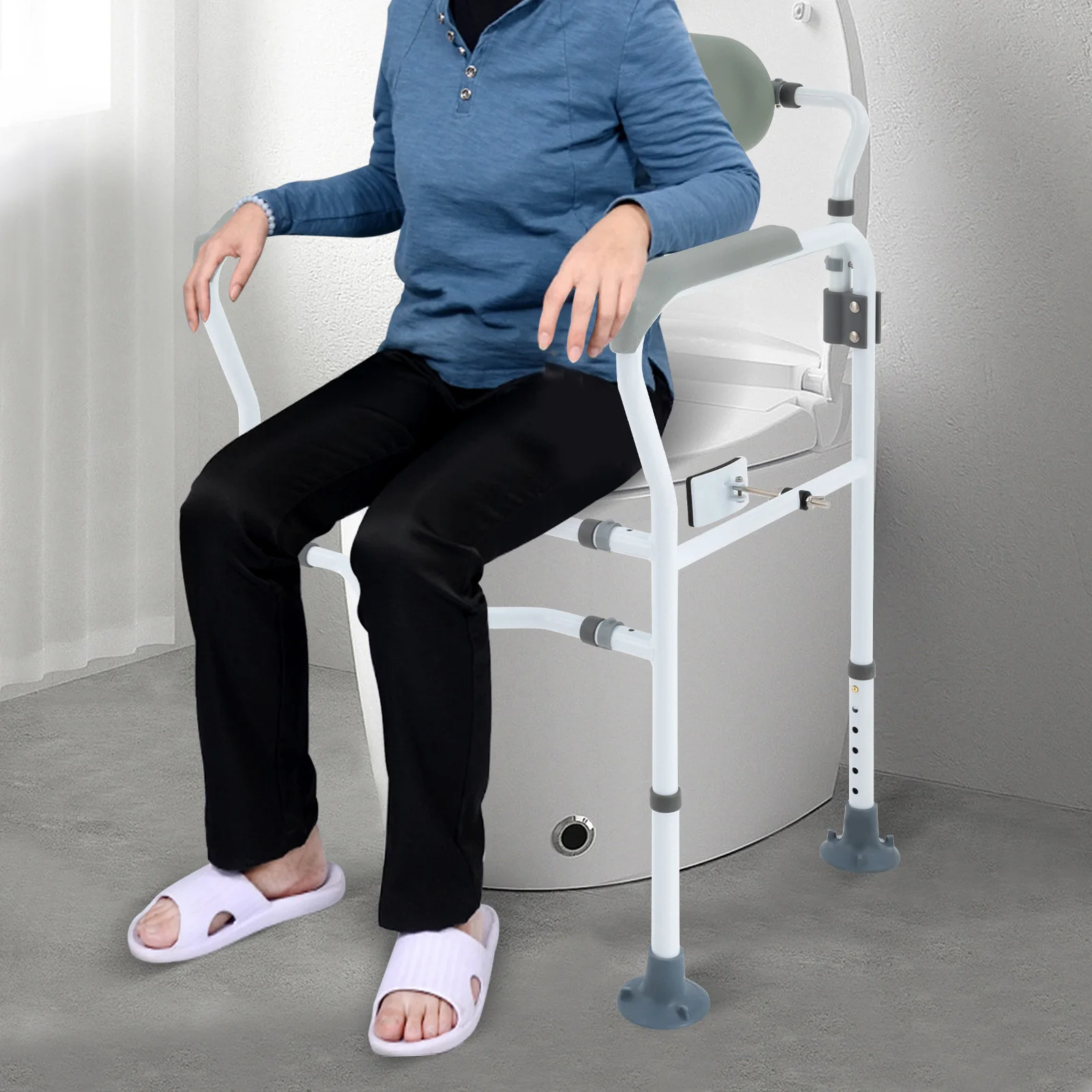 Adjustable Handrail Toilet Frame Safety Rails for Various Toilets Bathroom Hand Rail