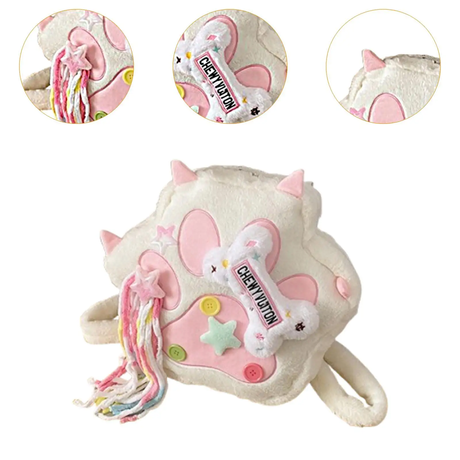 Animal Cartoon Backpack Soft Versatile Travel Portable Cat Paw Shaped School Bag Fashionable Cute Detachable Strap Student Bag 5
