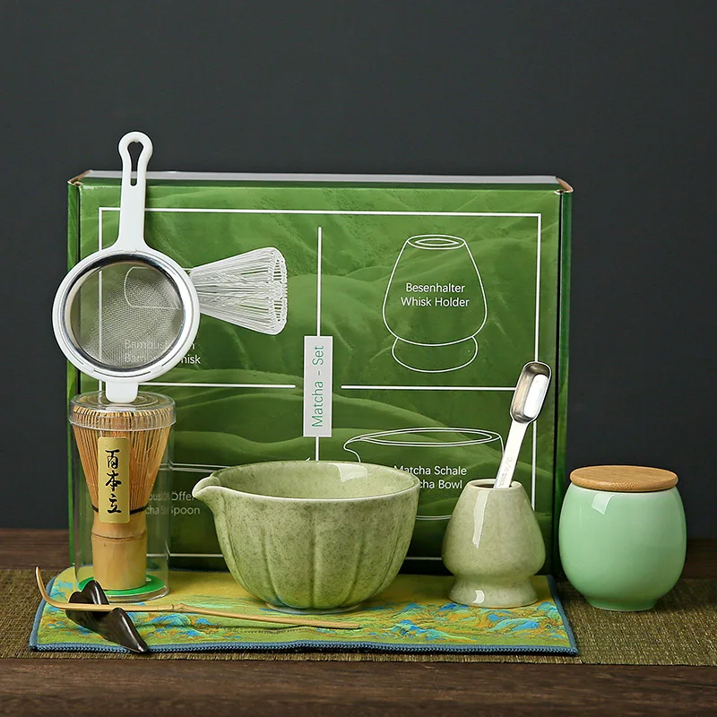 Matcha Tea Set 4/7pcs Matcha Tea Set matcha tea set matcha whisk matcha tea tools tea ceremony tools Japanese matcha making set bamboo matcha brush exquisite bowl gift box with whisk sumptuous tea tools great gifts