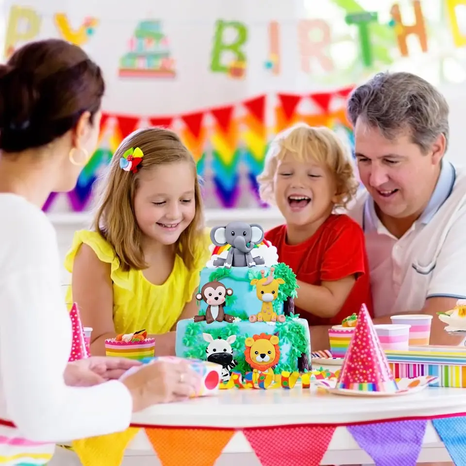 decorazioni torta compleanno giungla animali feste benvenuto bimbo